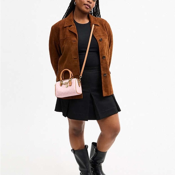 NWT Coach Pink and Tan Satchel MINI ROWAN - Picture 8 of 16